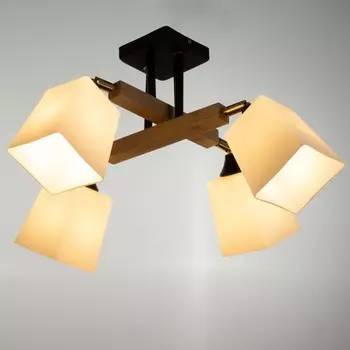 Люстра "Точка" 4х60Вт Е27 черный/бежевый 57х57х26см