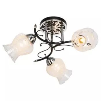 Люстра "Триони" 3х40Вт E27 черный/хром 58х58х29см