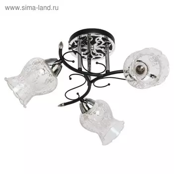 Люстра "Триони" 3х40Вт E27 черный/хром 58х58х29см