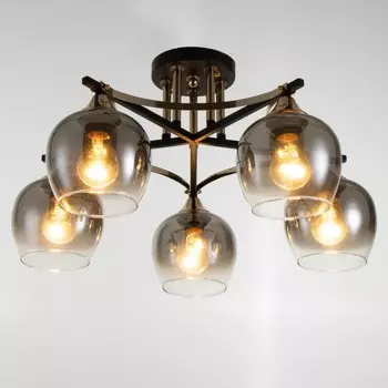 Люстра Светогор "Уровень" 5х60Вт Е27 черный/золото