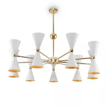 Светильник подвесной Maytoni MOD108PL-18WG, 18хE14, 40Вт, 103х103х81,5 см, цвет белый и золото