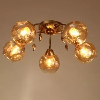 Люстра ЭкономСвет Виттория 5х40Вт Е27 золото 53х53х21см