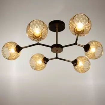 Люстра "Ямина" 6х60Вт Е27 черный+золото 74х74х31см