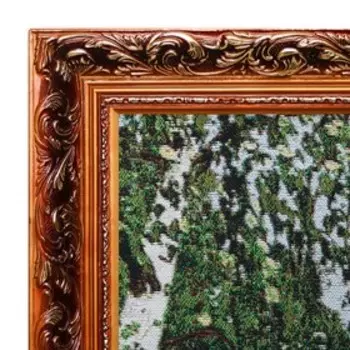 Гобеленовая картина "Домик у озера с каменным мостом" 65х125 см