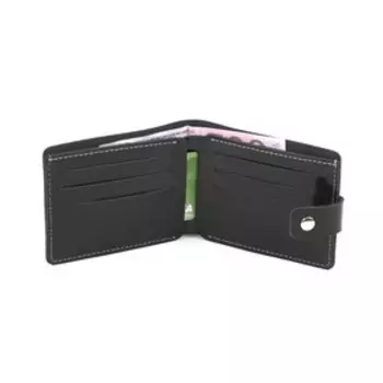 M-951 Портмоне на кнопке, отдел дя карт(4)/монет/купюр, цвет черный 11,5х9х1,2см