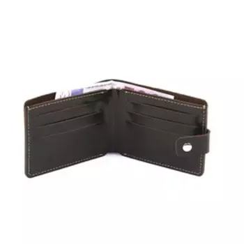 M-951 Портмоне на кнопке, отдел дя карт(4)/монет/купюр, цвет темно-коричневый 11,5х9х1,2см