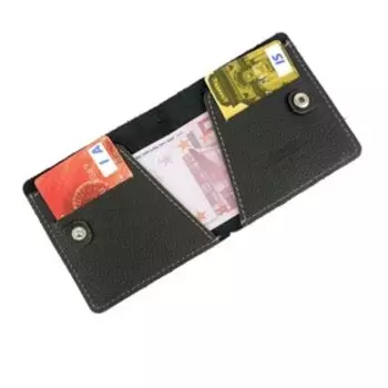 M-955 Портмоне на кнопке, отдел для карт(2)/купюр, цвет черный каскад(матовый) 9,5х9,5х1см