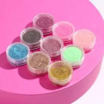 Набор из 9 баночек с блестками для декора