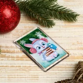 Магнит акрил "Зайчишка" прямоугольник 4,5х7 см