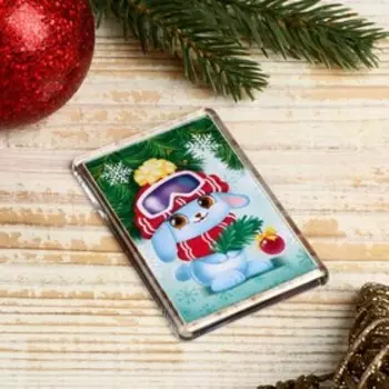 Магнит акрил "Зайчонок" прямоугольник 4,5х7 см