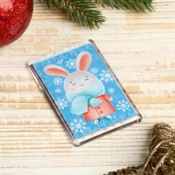 Магнит акрил "Зайка" прямоугольник 4,5х7 см