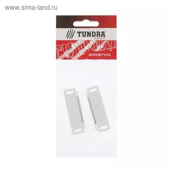 Магнит мебельный ТУНДРА M002W, 60х13 мм, средний, белый, 2 шт.
