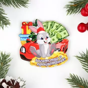 Магнит новогодний "Богатства и процветания!", 7х8см