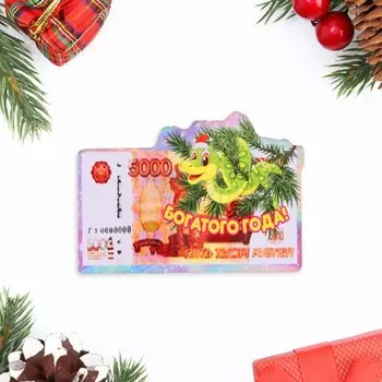 Магнит новогодний, змея, "Богатства!" символ года, купюра