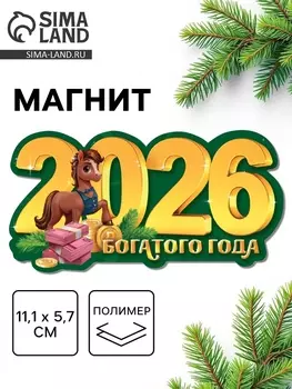 Магнит новогодний на холодильник «2026!», 11.1 х 5.7 см