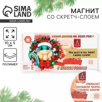 Новый год. Магнит новогодний со скретч-слоем «Новый год: С новым годом», 10 х 5 см
