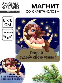Магнит новогодний со скретч-слоем «Стирай - судьбу свою узнай», 8 х 8 см