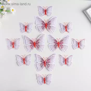 Магнит пластик "Бабочки двойные крылышки" набор 12 шт МИКС