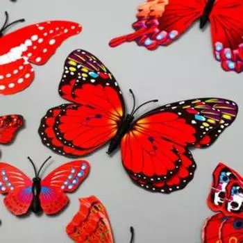 Магнит пластик "Бабочки красные" набор 12 шт