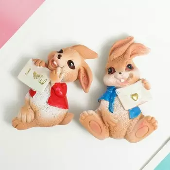 Магнит полистоун "Влюблённый зайчик" МИКС 5х1,5х7 см