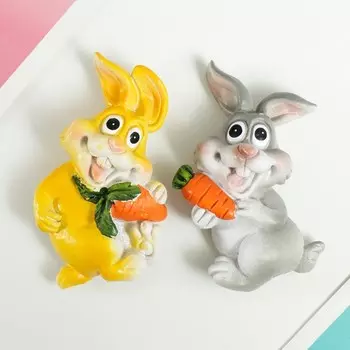 Магнит полистоун "Зайчик с морковкой" МИКС 4х2х6,5 см