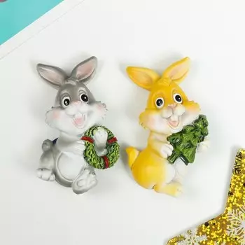 Магнит полистоун "Зайчонок новогодний" МИКС 4х2,5х6,5 см