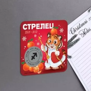 Магнит со скретч-слоем «Стрелец», 8 х 8 см, год тигра
