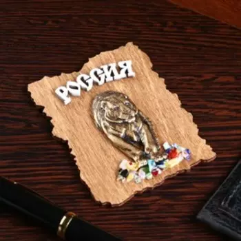 Магнит "Тигр", дерево, гипс, 7х9 см