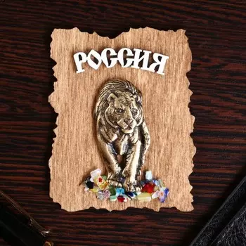 Магнит "Тигр", дерево, гипс, 7х9 см