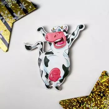 Магнит "Весёлая корова" 8,3х7 см