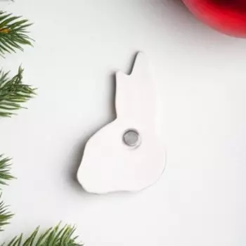 Магнит "Заяц", гжель, подглазурная роспись, 5х0,7х7,5 см