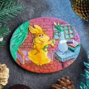 Магнит "Заяц трудяга" 9см МИКС