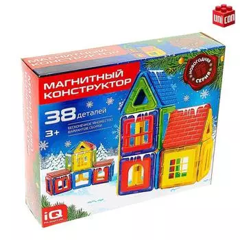 Магнитный конструктор, новогодняя серия, 38 деталей