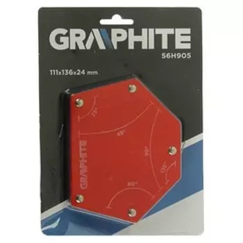 Магнитный сварочный фиксатор GRAPHITE, угол 45, 60, 75, 90, 135˚, 111 x 136 х 24 мм, ферритовый