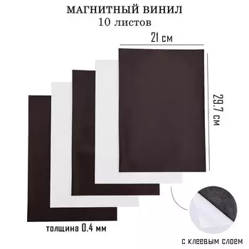 Магнитный винил, с клеевым слоем, TAKE IT EASY, набор 10 шт., А4, толщина 0.4 мм, 2129.7 см