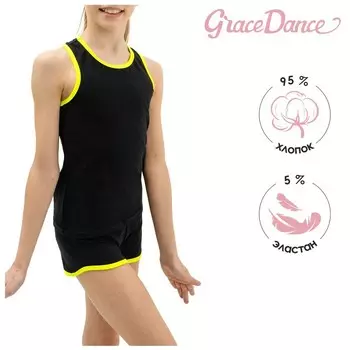Майка-борцовка для гимнастики и танцев Grace Dance, р. 38, цвет чёрный/лайм