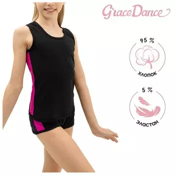 Майка-борцовка для гимнастики и танцев Grace Dance, р. 34, цвет чёрный/фуксия