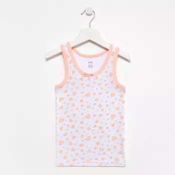 Майка для девочки, цвет белый/персиковый, рост 92-98 см