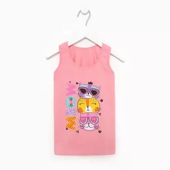 Майка для девочки, цвет розовый, рост 122-128см