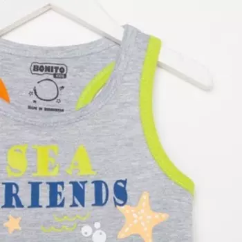 Майка для мальчика, цвет серый меланж, рост 122