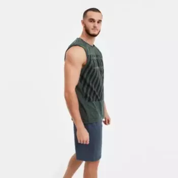 Майка мужская, цвет хаки с принтом, размер 46 (M)