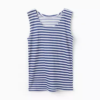 Майка мужская тельняшка, цвет белый/синий, размер 50