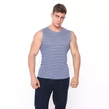 Майка мужская тельняшка, цвет синий, размер 48