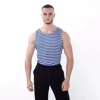 Майка тельняшка мужская, цвет синий, размер 52