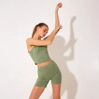 Топ на бретелях женский MINAKU: Basic line, оливковый, размер 42