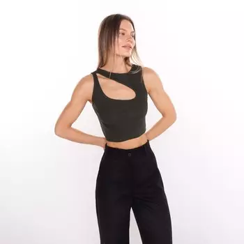 Топ с вырезом женский Little Secret, темно-зеленый хаки, размер 42 (S)