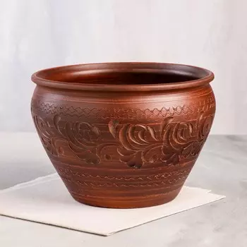 Макитра "Резная", декор, красная глина, 4 л, микс