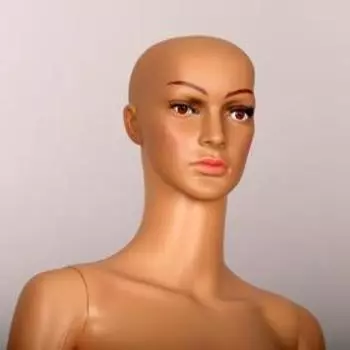 Манекен "Женский" с макияжем, без парика F-5, на стеклянной подставке, 83*62*86см цвет телесный