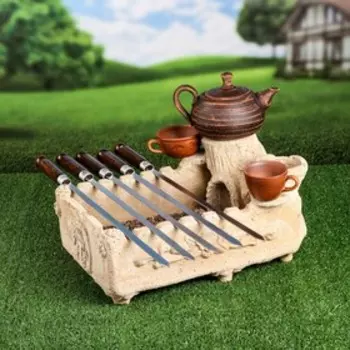 Мангал настольный "Барбекю", 45 см, 15 кг, микс, в комплекте: мангал, шамот, фольга, Иран