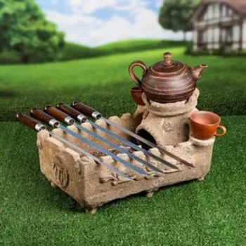 Мангал настольный "Барбекю", 45 см, 15 кг, микс, в комплекте: мангал, шамот, фольга, Иран